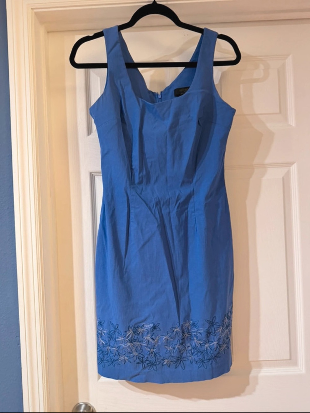 Express Blue Sleeveless Embroidered Midi Dress